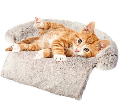 Calming Dogs/Cats Bed Mats, Dog Pad Washable Removable Couch Cover, Plush Long Fur Mat for Pets, Waterproof Lining, Perfect for Small, Medium and Large Dogs and Cats (Gradient Brown, 21"x21")