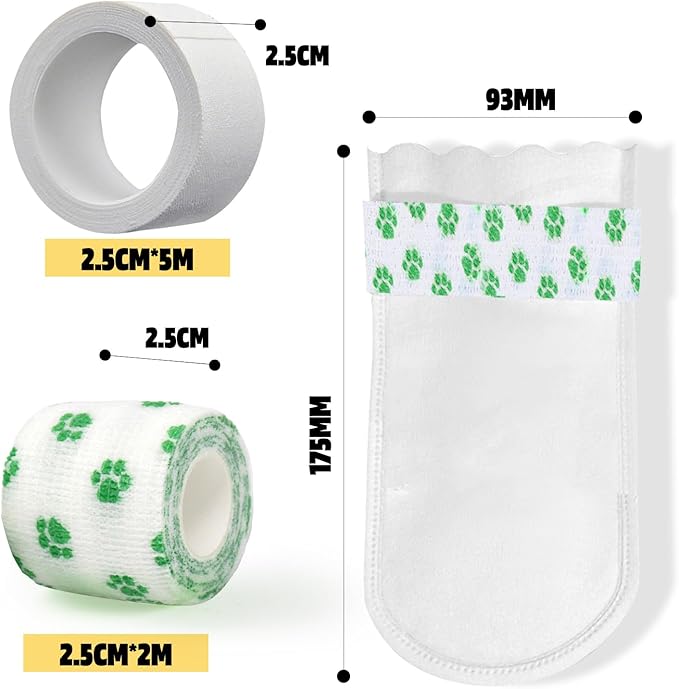 20 Pcs Disposable Boots for Real Duck Feet, Bumble Foot for Duck Supplies with Blue Bandage, Large Size (Green-L)