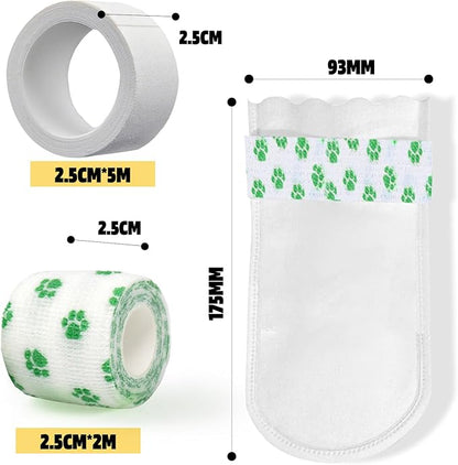 20 Pcs Disposable Boots for Real Duck Feet, Bumble Foot for Duck Supplies with Blue Bandage, Large Size (Green-L)