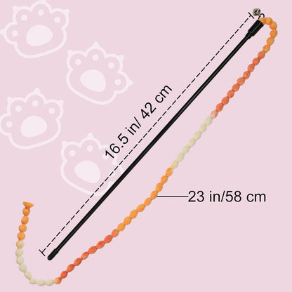 Interactive Cat Toys, 3 Pcs Cat Wand Toys for Indoor Kitten with Colorful Bead Shape Hemp Rope and Small Bell, Kitty Teaser String Toy for Indoor Cats to Chase and Exercise