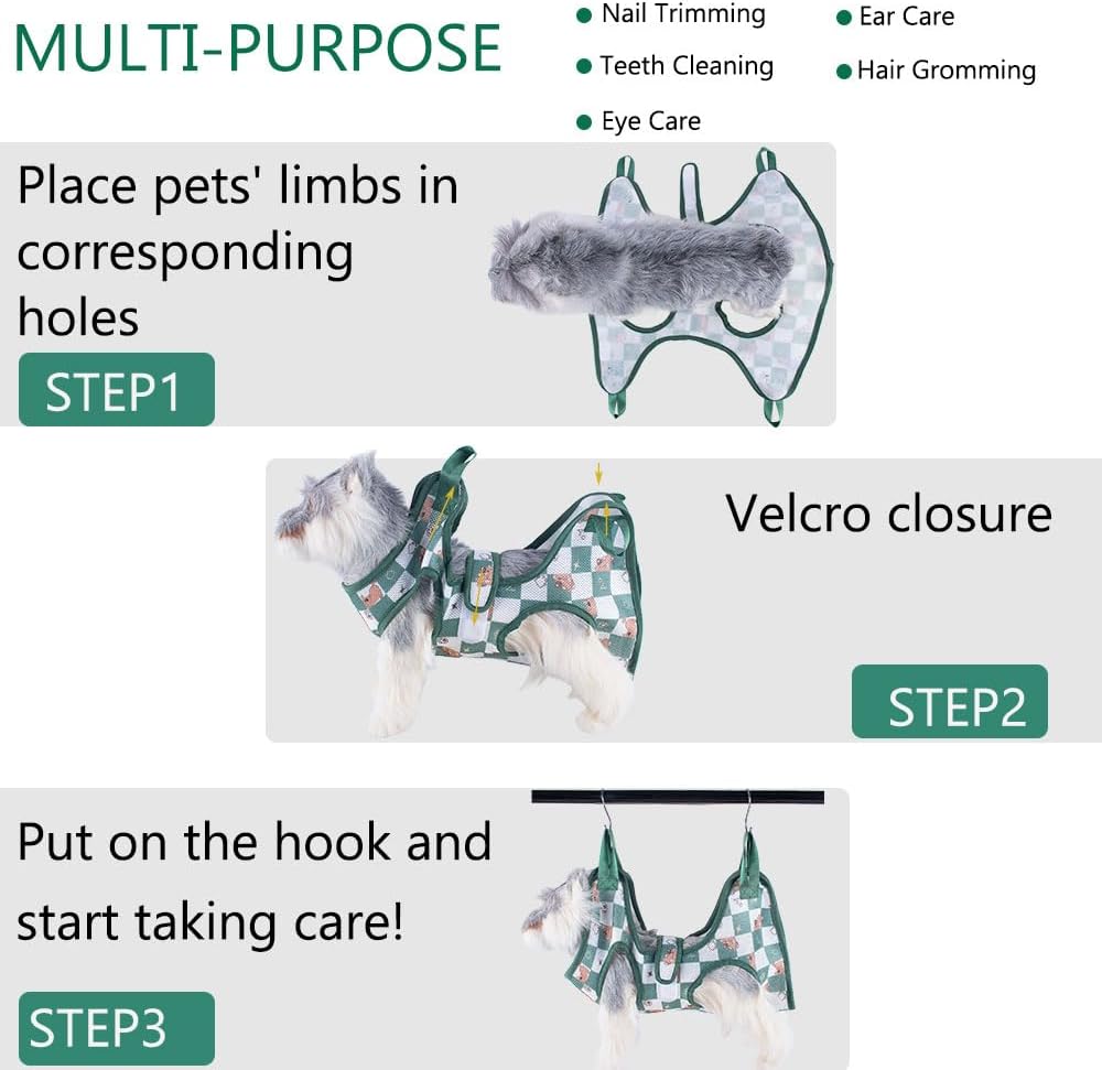 AIO Cat & Dog Restraint Sling for Nail Trimming Foldable Dog Grooming Supet Relaxation Hammock Harness for Pet Grooming L Yellow