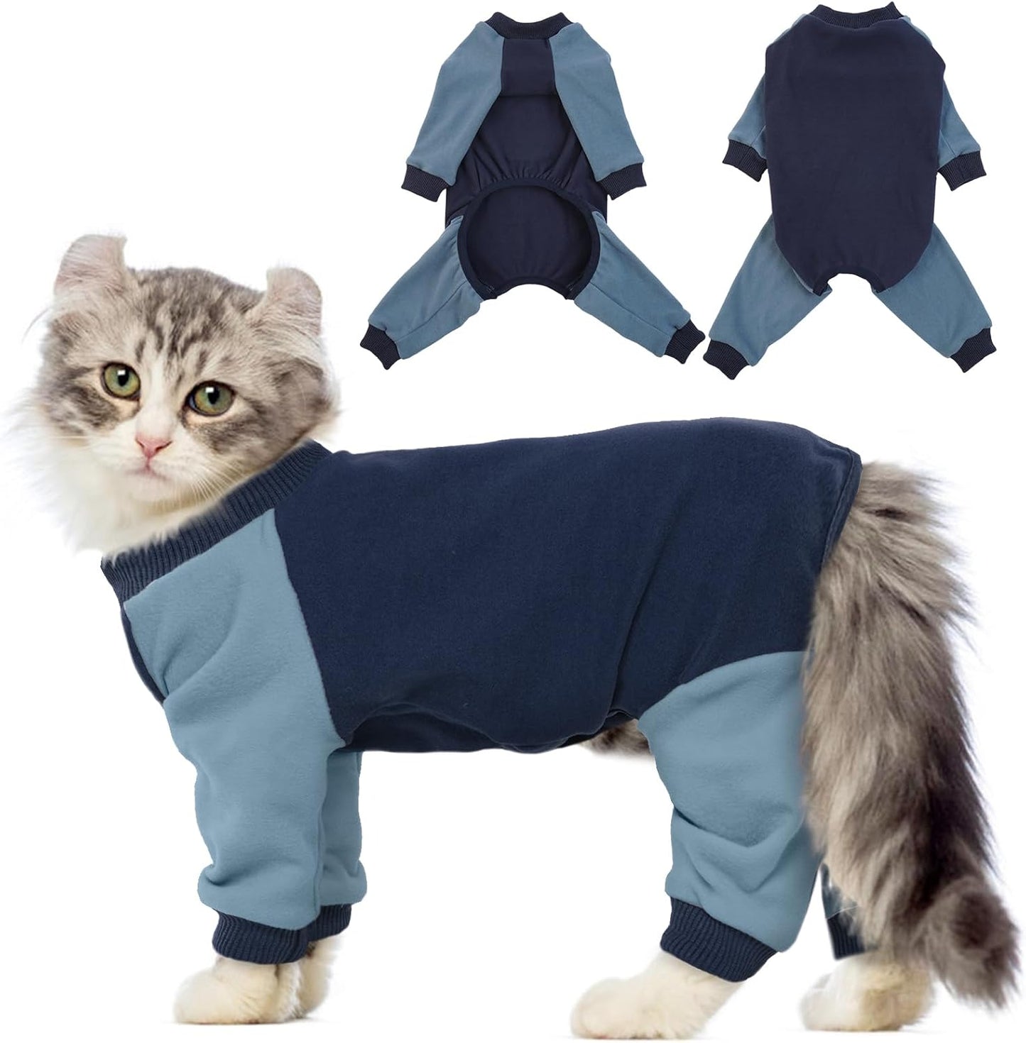QBLEEV Cat Pajamas for Cats Only, Sticky Hair Cat Clothes, Prevent Lost Fur Kitten Onesie Shirts Costumes Outfits for Daily Wear Parties Photography, Cat Recovery Suit for Cats or Small Dogs
