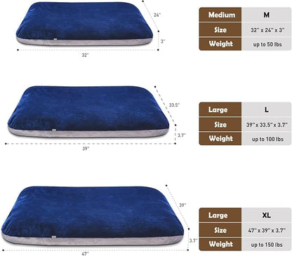Magic Dog Super Soft Large Dog Bed, 39 Inches Orthopedic Foam Pet Beds with Anti Slip Bottom, Dog Sleeping Mattress with Removable and Washable Cover, Blue L,39'' X 33.5'' X 3.7''