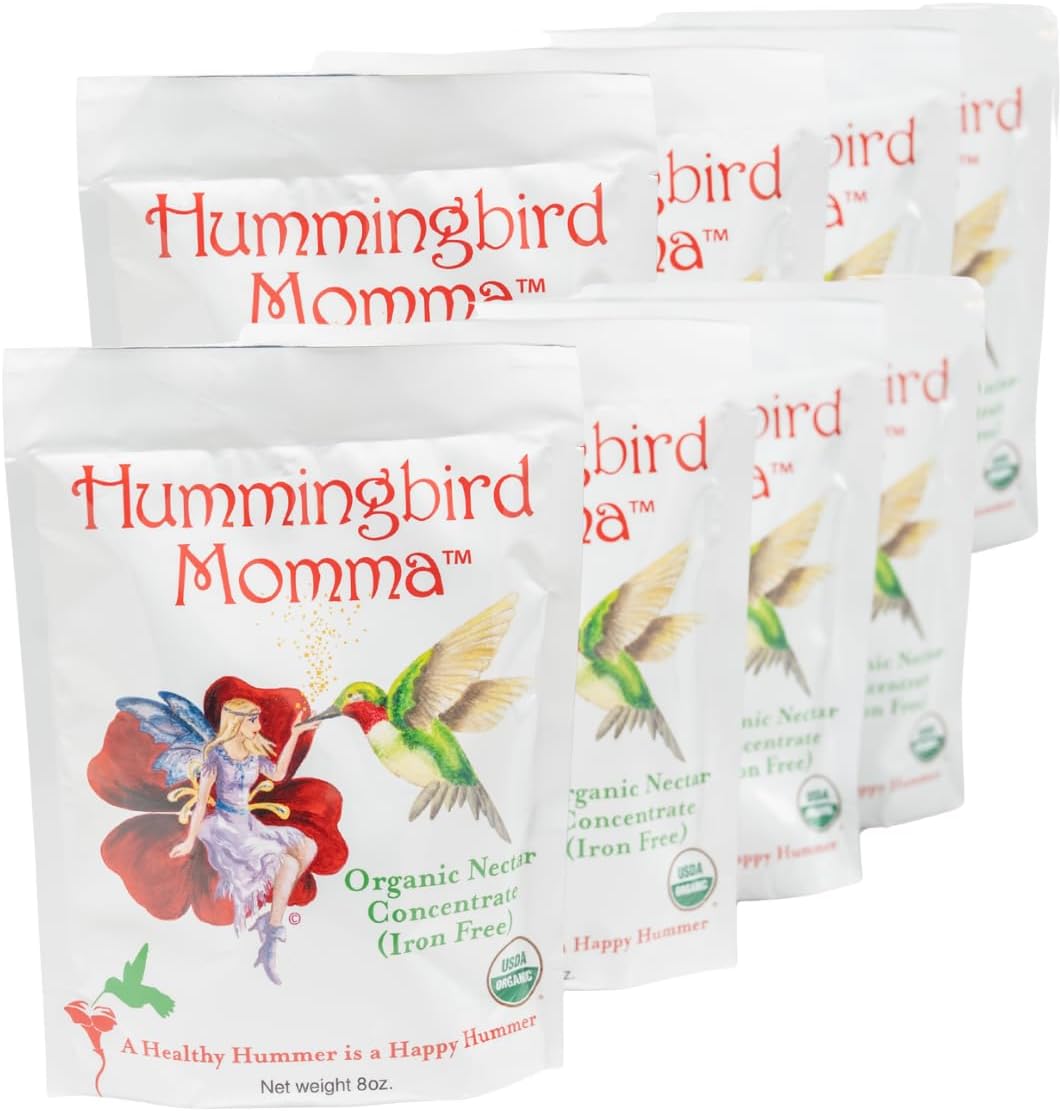 Premium USDA-Certified Organic Hummingbird Food, 8-8oz Packets of Natural Nectar, Outdoor Feeding Essentials (Without Feeder, 8 Pack)