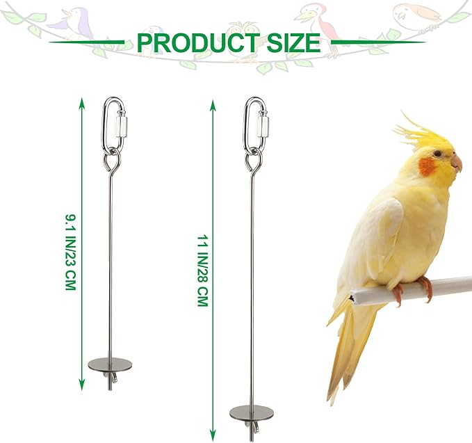 2 Pcs Bird Cage Food Holder Stainless Steel Parrot Fruit & Vegetable Skewer Hanging Foraging Toy for Parakeets, Budgies, Macaws
