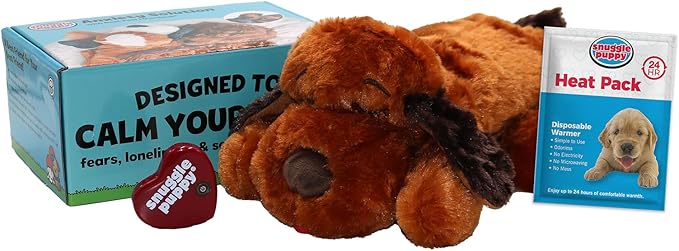 Original Snuggle Puppy Heartbeat Puppy Toy - Heartbeat Puppy for Dogs - Pet Anxiety Relief and Calming Aid - Comfort Dog Toy - Behavioral Training and Sleep Aid Cuddle buddy - Crate Training Essential