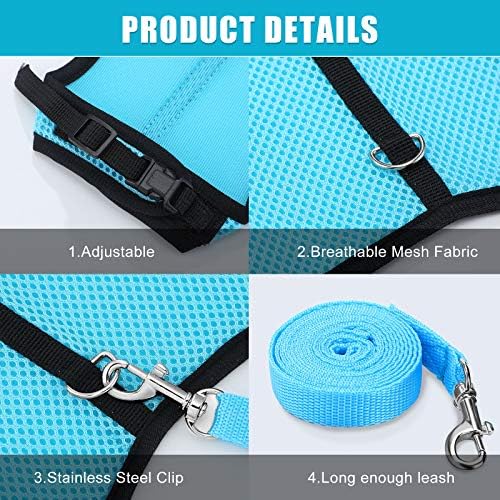 SATINIOR 2 Pieces Bunny Rabbit Harness with Leash Cute Adjustable Buckle Breathable Mesh Vest for Kitten Puppy Small Pets Animal Walking Accessories