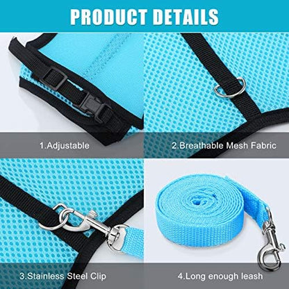 SATINIOR 2 Pieces Bunny Rabbit Harness with Leash Cute Adjustable Buckle Breathable Mesh Vest for Kitten Puppy Small Pets Animal Walking Accessories