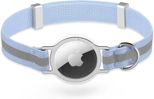 AirTag Cat Collar, Ultra Elastic Cat Tracker Collar with Apple Air Tag Holder, [Lightweight][Scratch Resistant] Stepless Adjustable GPS Pet Collar for Cats Kittens [Blue]