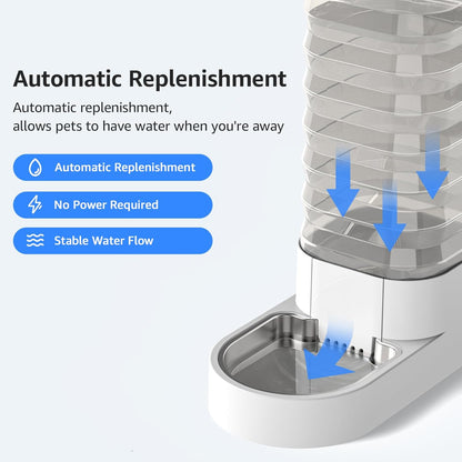 Gravity 8.5L Dog and Cat Water Bowl Dispenser, Automatic Stainless Steel Dog Water Bowl, 100% BPA-Free, Self-Filling Large Capacity Pet Water Feeder for Dogs and Cats