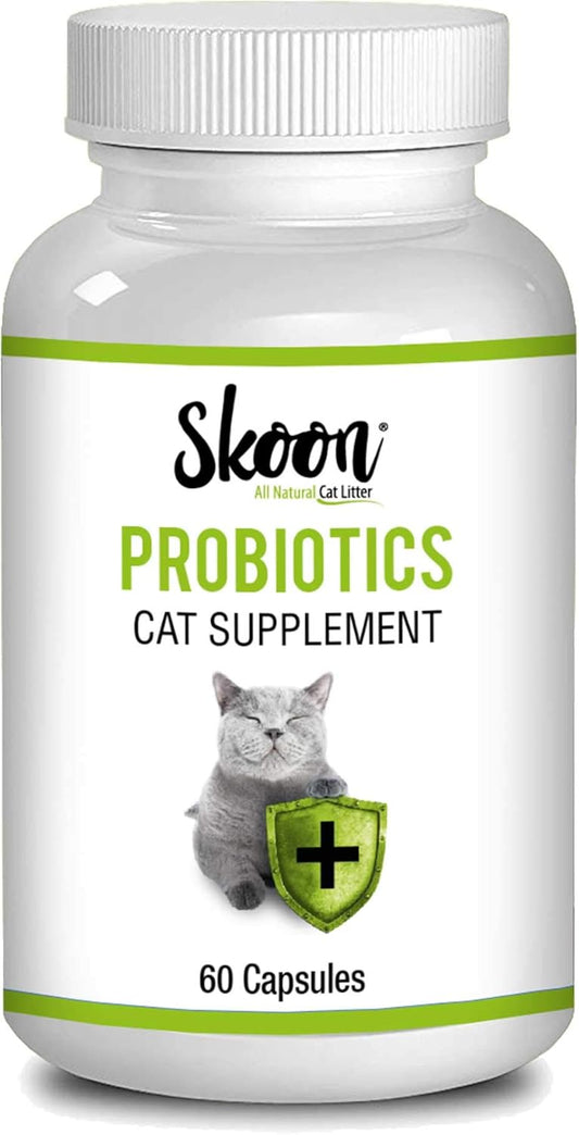 Skoon Probiotics Cat Supplement (60 Capsules) - Chicken & Tuna Flavored - Improves Gut Health, Immunity, Skin Conditions, and Litterbox Smell