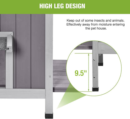 GUTINNEEN 2-Story Insulated Cat House Outdoor Large Weatherproof Outside Feral Cat Shelter Wooden Elevated Kitty Condo with Openable Roof, 2 Large Side Doors (Winter-Ready, 28" L x 22.8" D x 34.4" H)