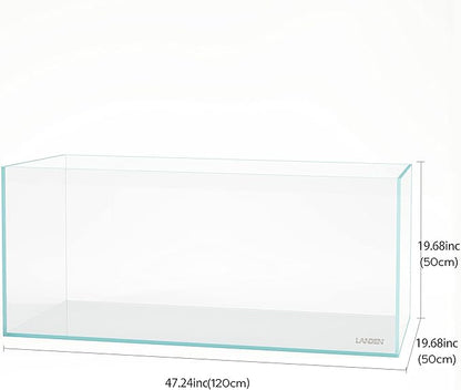 Landen 120P 72.2 Gallon Rimless Low Iron Aquarium Tank, W47.2 × D19.7 × H19.7 (120x50x50cm) 12mm Thickness with Black Nano Foam Leveling mat Included