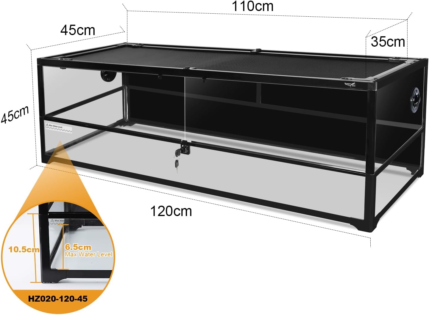 Glass Reptile Terrarium 18" x 18"x 48"Front Opening Chameleon Cage ull View Glass Terrarium Tank with Double Hinge Door for Reptiles Amphibians, Bearded Dragon Gecko Lizard Snake