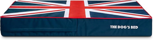 The Dog’s Bed Orthopedic Memory Foam Dog Bed, XL Blue & Red Trim UK Center Flag, Pain Relief for Arthritis, Hip & Elbow Dysplasia, Post Surgery, Supportive, Calming