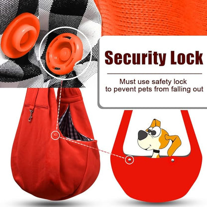 Tomkas Small Dog Sling Carrier - Zipper Pocket & Adjustable Strap - for 3-10 lbs Pets(Red)