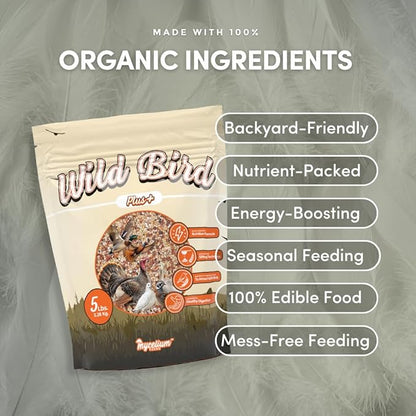 Mycelium Wild Bird Plus Feed (5 LBS) | Organic, Shell-Free Bird Seed for Doves, Pigeons, Quail & Game Birds | Clean, Low-Mess Wild Bird Food for Outside Feeders | No Sunflower | Non-GMO, Made in USA