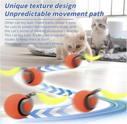Speedy Tail 2.0 Cat Toy,Interactive Cat Ball,CatToys for Indoor Cats,Chewie Viral CatBall,Adjustable Sports Rolling Toy,Electric RollingBall Christmas Birthday Gift for Pets.(Orange)