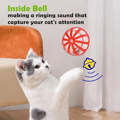 Cat Jingle Balls Toys 10Pcs 6 Styles for Indoor Cats - Plastic Lattice Cat Balls with Bells Kitten Rattle Toy, Gift Box and 1.5"