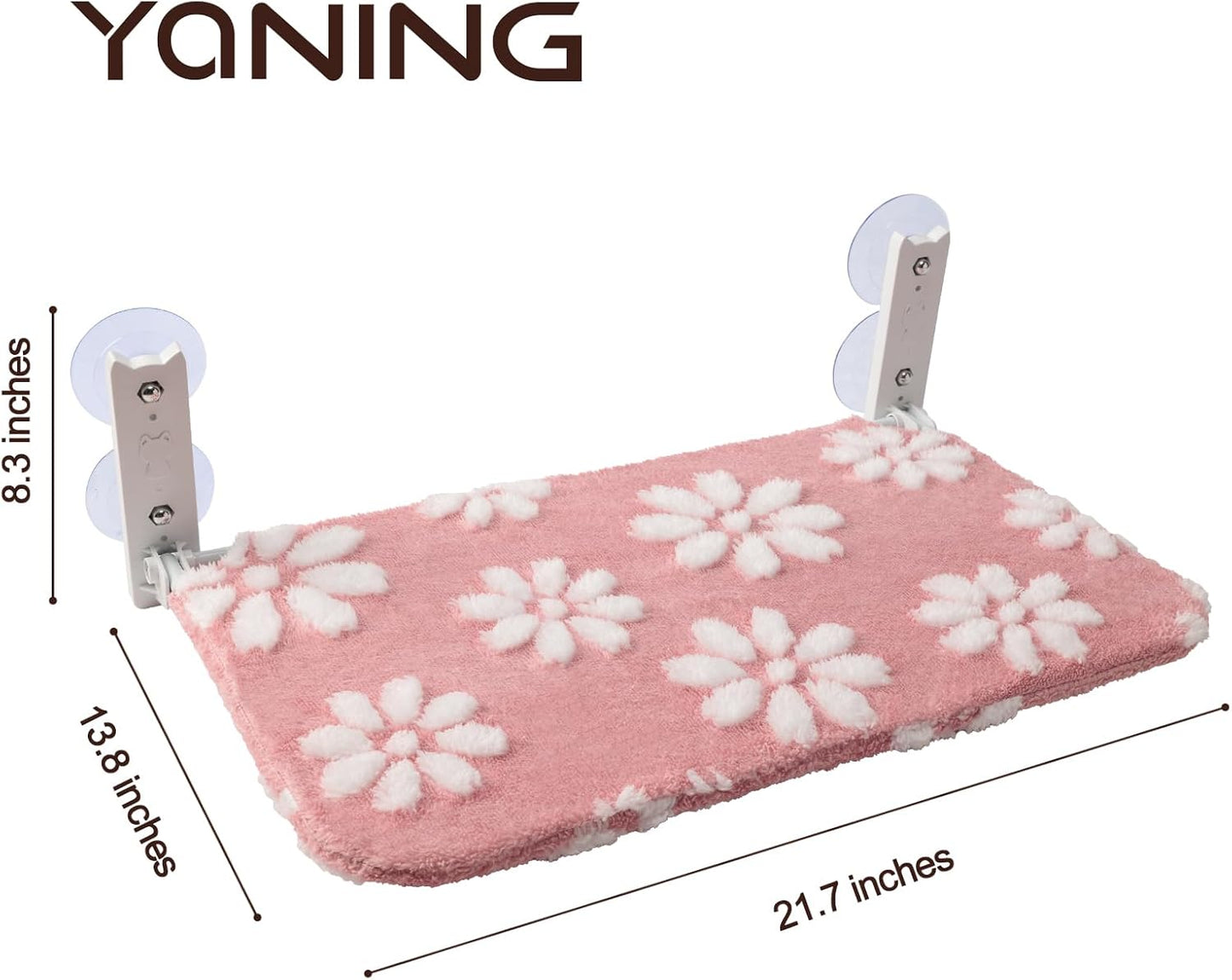 Cat Window Perch, Foldable Cat Window Hammock with Cute 3D Textured Flower Cover and Strong Suction Cups, Cordless Window Seat Bed for Indoor Cats (Pink, Large)