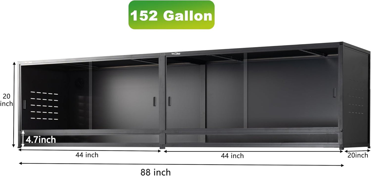 PVC Reptile Terrarium 88x20x20inch Large Reptile TerrariumTempered Glass Doors Habitat 152 Gallon for Bearded Dragon Gecko Lizard Snake, Wide Breeding Lounge Vivarium Area with Combination Lock