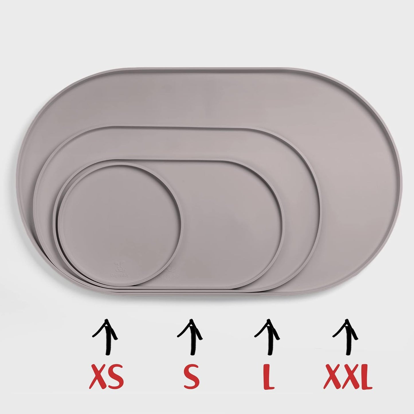 DogBuddy Dog Food Mat - Waterproof Dog Bowl Mat, Silicone Pet Mat for Food and Water Bowls, Nonslip Pet Feeding Mat with Edges, Dogs Food Mats for Floors, Puppy Supplies (Large, Dove)