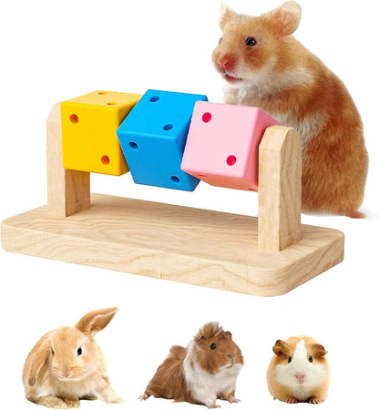 KABASI Wooden Hamster Enrichment Toys, Hamster Chew Toy Wood Platform Grinding Teeth Toys Exercise Intelligence Training Colorful Wooden Block for Syrian & Dwarf Hamsters, Gerbils, Rats, Chinchillas