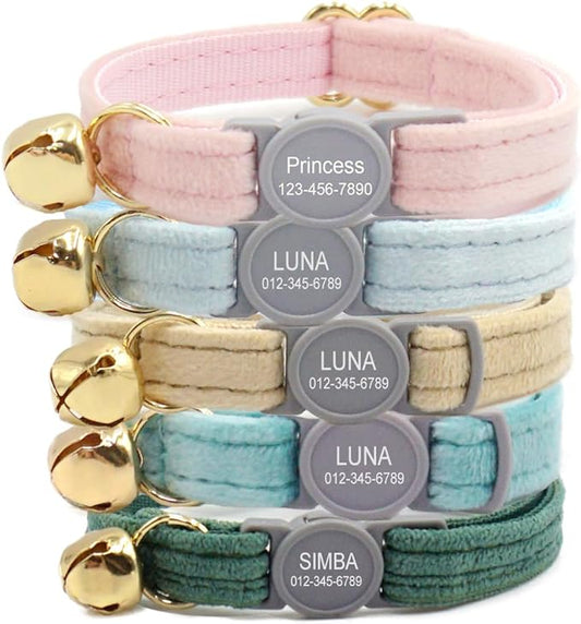 Personalized Breakaway Cat Collar with Engraved Name and Phone Number - Customizable Kitten Collars for Boys and Girls