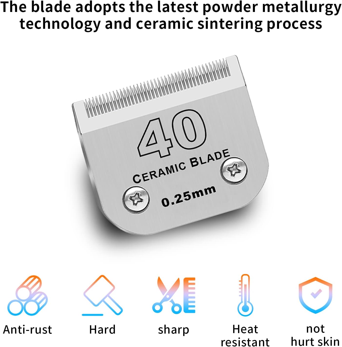 3 Pack 40# Detachable Pet Dog Grooming Ceramic Blades,Compatible with Andis,Oster A5,Wahl KM-10 Series,Size #40 Blade 1/100-Inch 0.25MM Cut Length