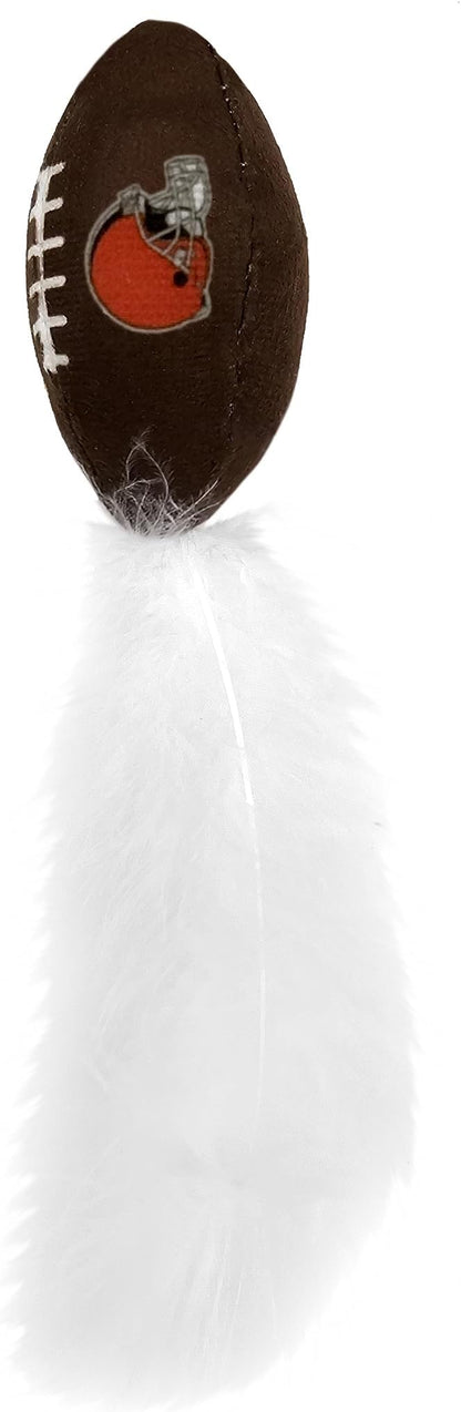 Pets First Best Plush CAT Toy - NFL Cleveland Browns Complete Set of 3 Piece Cat Toys Filled with Fresh Catnip. Includes: 1 Helmet Cat Toy, 1 Football Toy with Feathers & 1 Beer Bottle