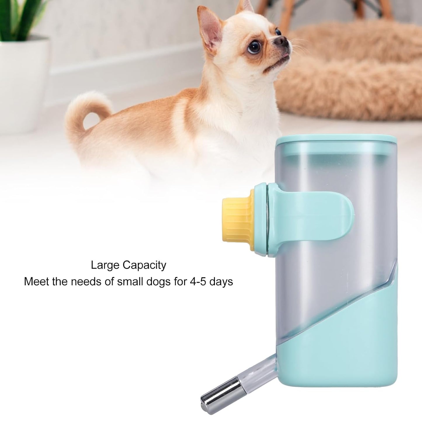 Pet Cage Water Dispenser, Reusable and Durable No Leakage Easy Cleaning Food Grade Plastic Automatic Water Feeder for Cats Dogs Rabbits Chinchillas (Green)