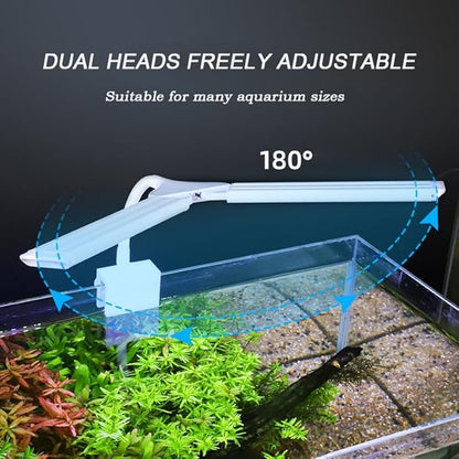 LED Aquarium Light Full Spectrum Clip Fish Tank Light Plants Light Double Swing Arm Light 4W (A00)