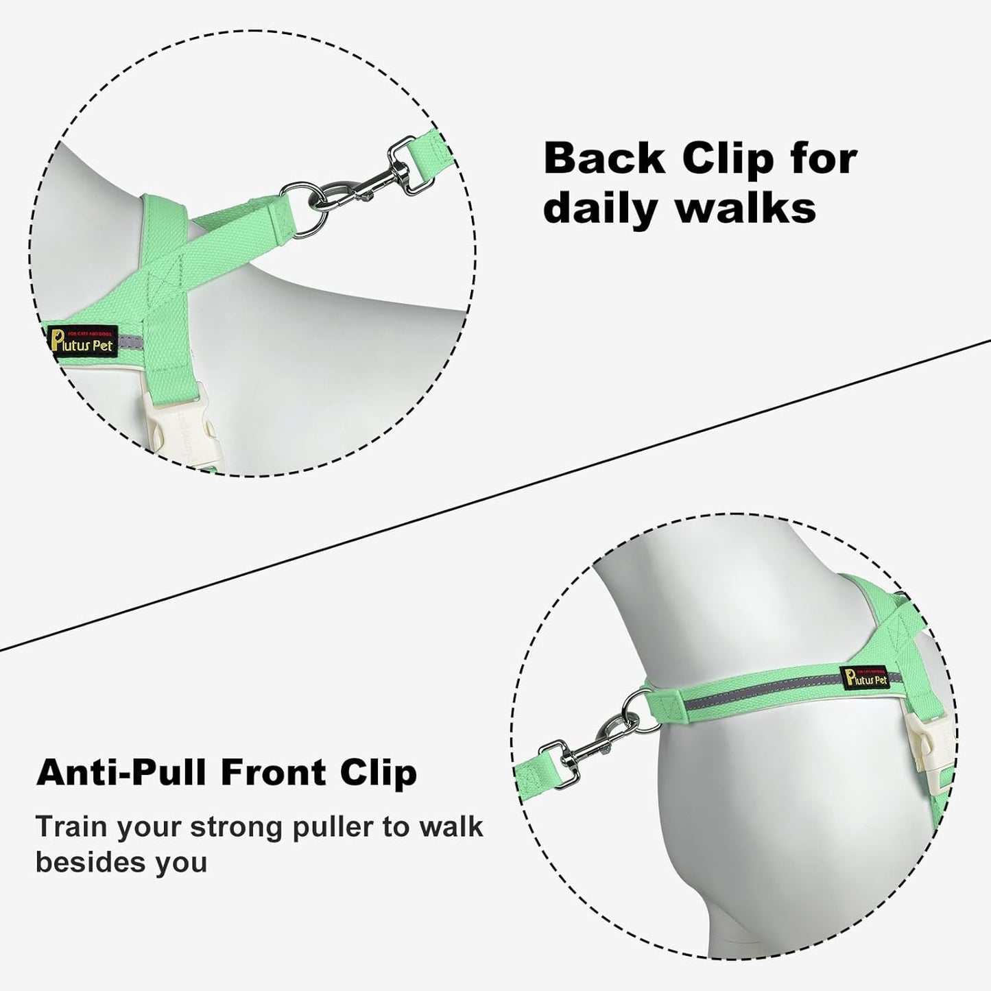 Plutus Pet Cotton Dog Harness and Leash Set, Reflective and Soft Padded, Quick Fit Vest Harness, for Small, Medium and Large Dogs, Light Green, XXS