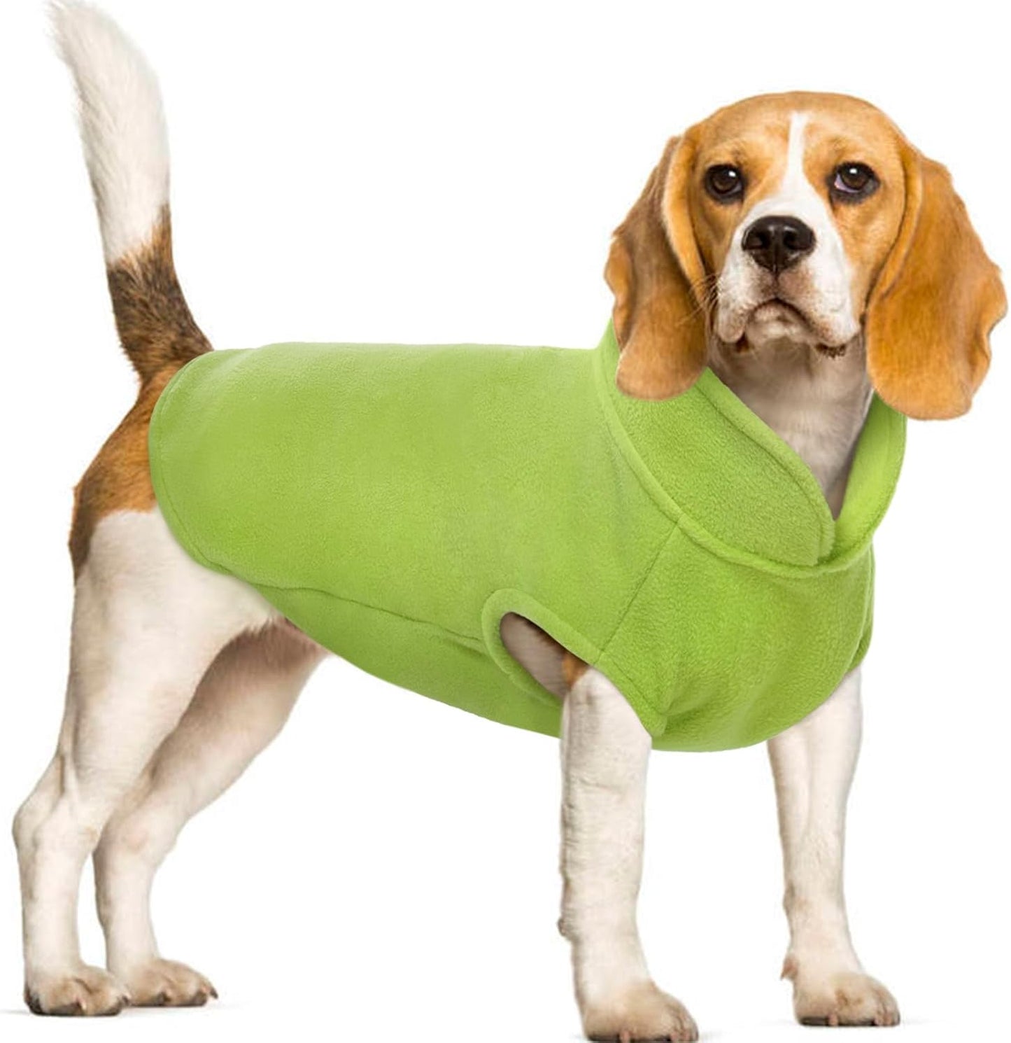 FUAMEY Dog Fleece Vest for Large Dogs,Warm Stretchy Dog Sweatshirts Pullover with Leash Hole Dogs Sweater Soft Pet Turtleneck Cozy Pet Vest Lightweight Sleeveless Green XL