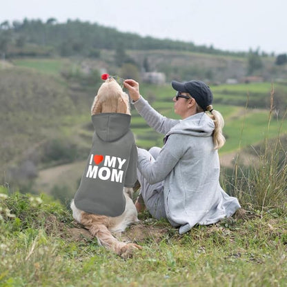 GreenJoy Dog Sweater Dog Hoodie Cold Weather Dog Coat Hooded Sweatshirt for Puppies,Cats, Small Medium Large Dogs (Grey(I Love My Mom), XX-Large)