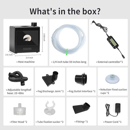 Reptile Fogger Humidifier for Glass Terrariums, Auto-Refill Misting System with Timer, Suitable for Reptiles/Amphibians/Grow Tents