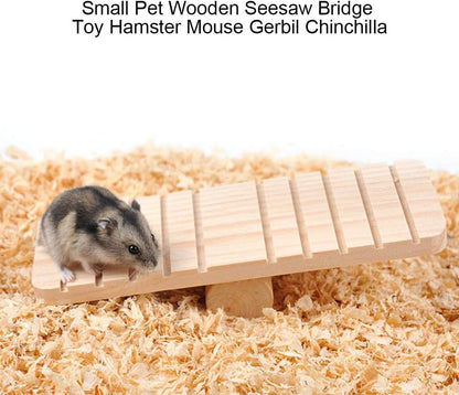 HEEPDD Wooden Seesaw Hamster Toys Small Animal Play House Cage Chew Toy Pet Accessories for Hamsters Rat Gerbil Chinchilla Guinea Pig Squirrel