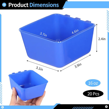 20 Pcs Cage Cups 16 oz Chicken Feeder Waterer Birds Feeders Hanging Bunny Cage Feeder Chicken Water Bowl Feeding Seed Bowl for Pet Parrot Rooster Parakeet Gamefowl Poultry Pigeon Wire Cage