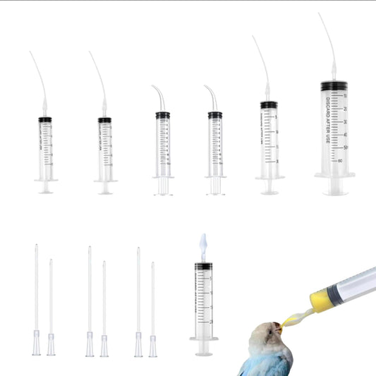 Baby Bird Feeding Syringe Set, Pet Parrot Milk Feeding Syringe with Tubes, Manual Syringe Feeder, Liquid Food, Reusable, Syringe with Spoon Tip（10ml*2+12ml*2+20ml+60ml）
