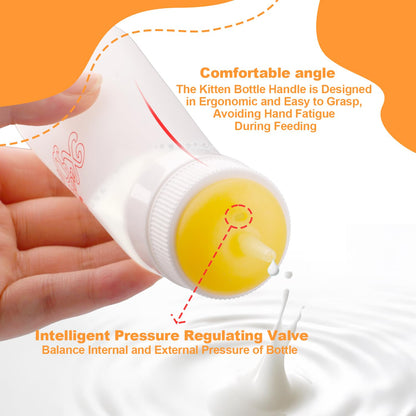 Pet Feeding Nipple with Syringe, Soft Silicone Nursing Pet Feeding Bottle, Ventilation Valve Resistant Tearing for Puppies, Kittens, Rabbit, Small Wildlife (Yellow)