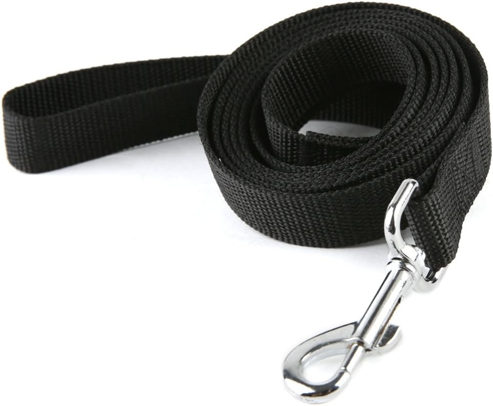 Nylon Dog Training Leash, Traction Rope, 4Ft /5 Foot /6 Feet Long, 5/8 inch 3/4 Inch 1 Inch Wide, for Small and Medium Dogs (1'' x 7 FT, Black)