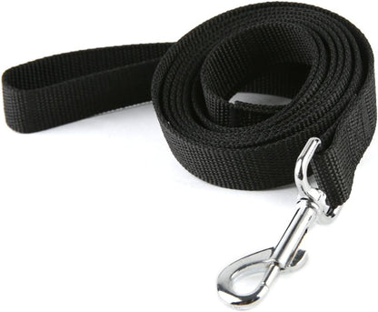 Nylon Dog Training Leash, Traction Rope, 4Ft /5 Foot /6 Feet Long, 5/8 inch 3/4 Inch 1 Inch Wide, for Small and Medium Dogs (5/8'' x 6 FT, Black)