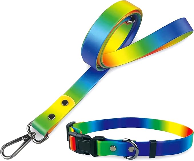 Waterproof Dog Leash and Collar Set for Small Dogs Short Rope Rubber Silicone Nylon Adjustable Odor Proof Pet Dog Walking Leash Collars