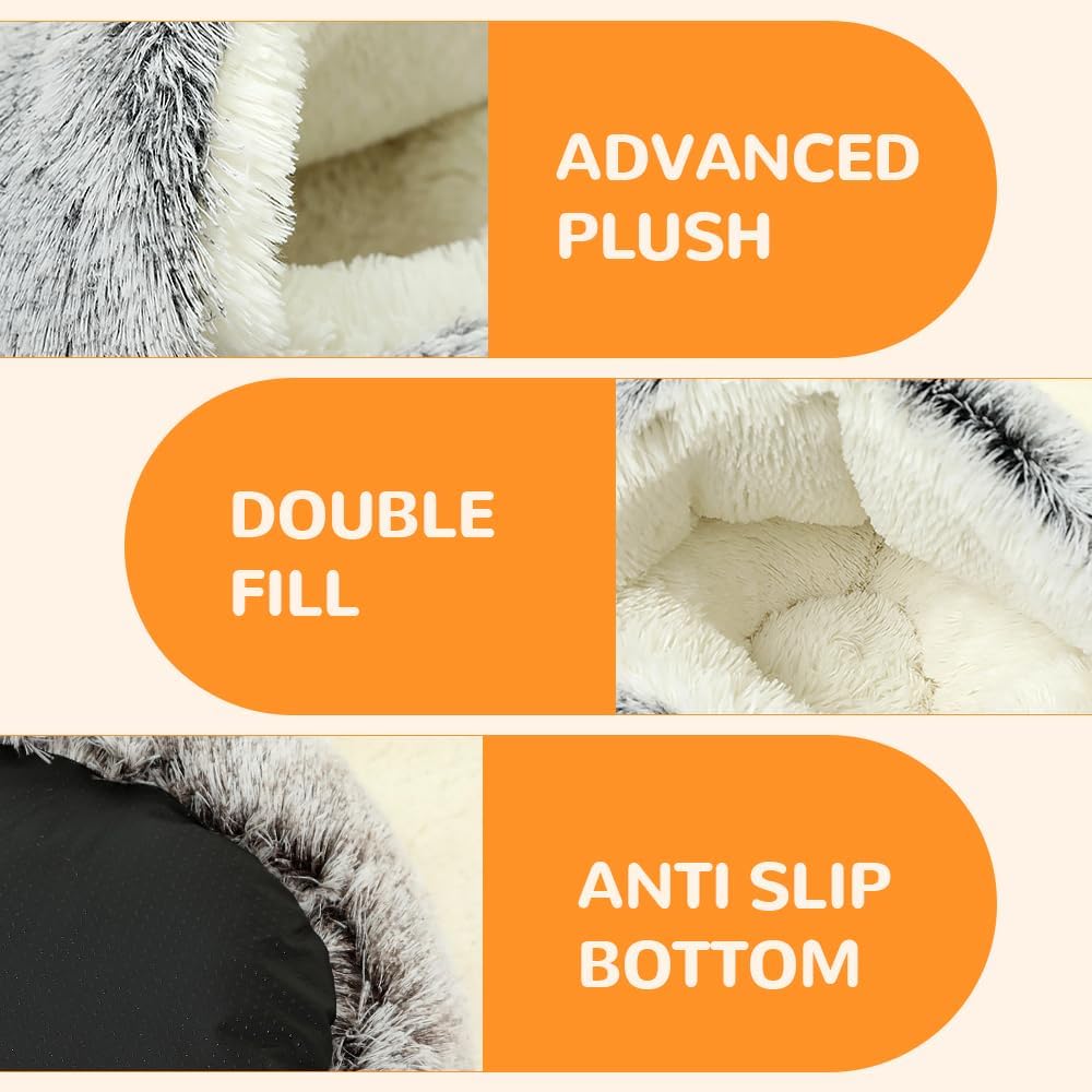 Lapcatz Nest Bed, 2026 Upgraded Cat Beds for Indoor Cats, Portable Fluffy Pet Bed, Durable Covered Cat Bed for Indoor Use, Soft Puppy Bed for Pet Owners (Pink, Large)