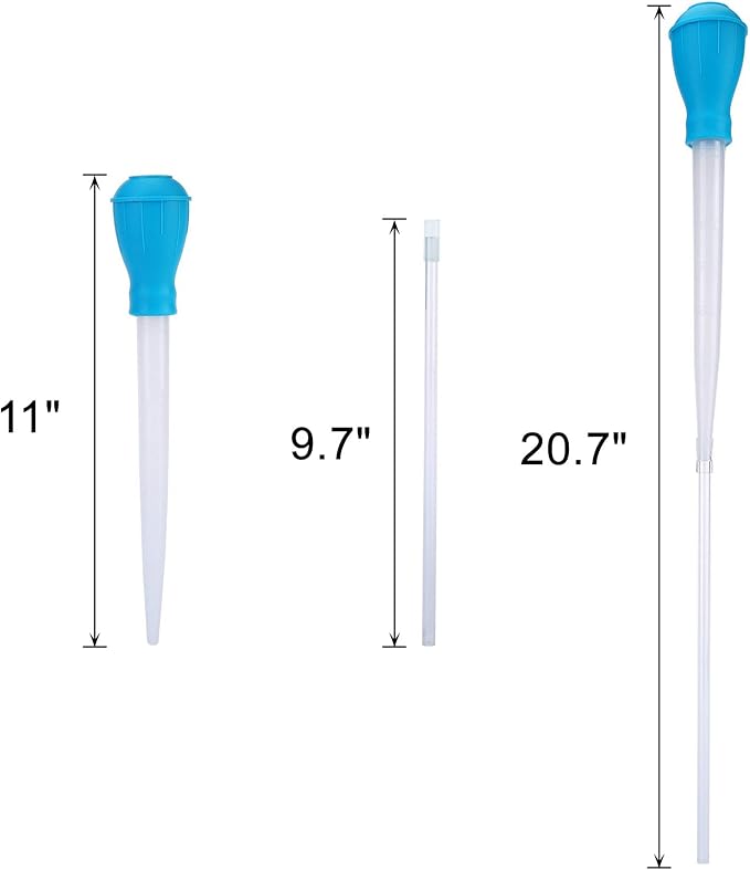 Coral Feeder SPS HPS Feeder with Extension Tube, Aquarium Long Syringe Dropper Pipette Turkey Baster for Marine Fish Feeding（Blue/Extendable