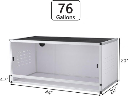 PVC Reptile Enclosure 88x20x20inch Large Reptile TerrariumTempered Glass Doors Habitat 152 Gallon for Bearded Dragon Gecko Lizard Snake, Wide Breeding Lounge Vivarium Area with Sliding Doors Lock