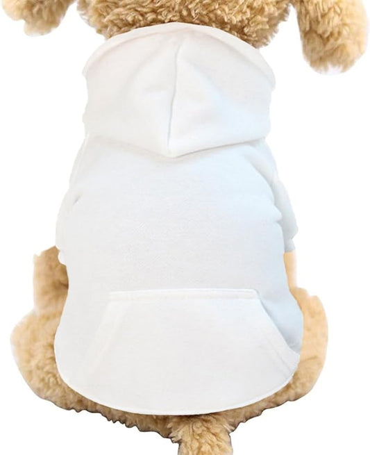 Jecikelon Winter Dog Hoodie Sweatshirts with Pockets Warm Dog Clothes for Small Dogs Chihuahua Coat Clothing Puppy Cat Custume (White, X-Large)