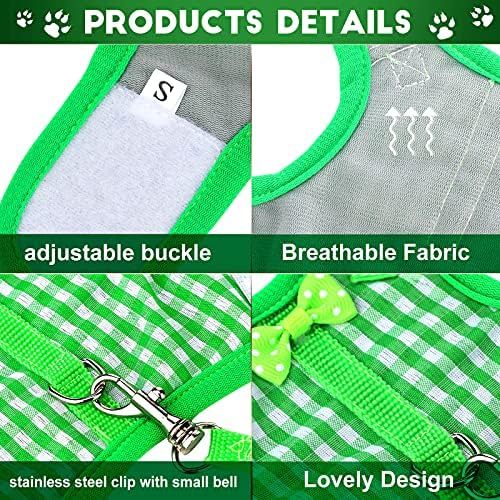 Weewooday 3 Pieces Guinea Pig Harness with Leash Small Pet Harness Fruit Plaid Pattern Adjustable Padded Walking Vest for Pet Hamster Squirrel Animals(Pineapple, Blue, Green Plaid,Small)