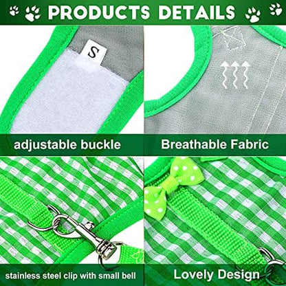 Weewooday 3 Pieces Guinea Pig Harness with Leash Small Pet Harness Fruit Plaid Pattern Adjustable Padded Walking Vest for Pet Hamster Squirrel Animals(Pineapple, Blue, Green Plaid,Small)