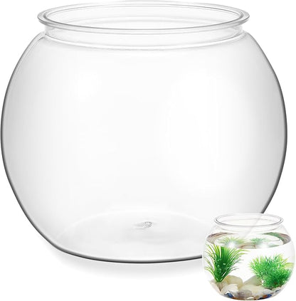 POPETPOP Transparent Betta Fish Tank, Multi-Function Round Fish Tank, Drop-Resistant Terrariums Bowl for Goldfish and Office Decor, Goldfish Tank